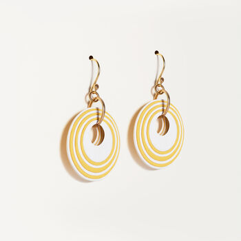 White And Yellow Stripey Circular Earrings, 4 of 6