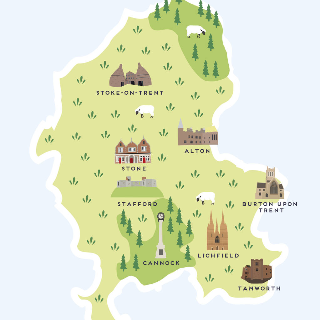 Map Of Staffordshire Print By Pepper Pot Studios | notonthehighstreet.com