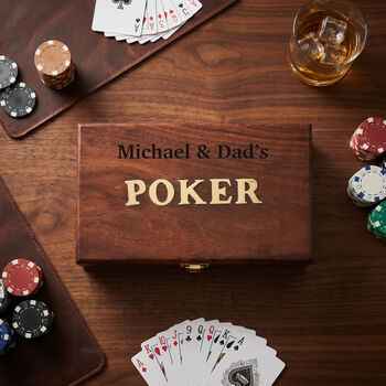 Personalised Engraved Wooden Poker Gift Set Gift, 4 of 4