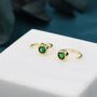 Emerald Green 4mm Cz Huggie Hoop Earrings, thumbnail 6 of 11