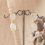 White Moonstone Statement Gold And Silver Drop Stud Earrings, thumbnail 7 of 9