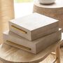 Faux Shagreen Ivory Storage Box With Gold Handle, thumbnail 1 of 4