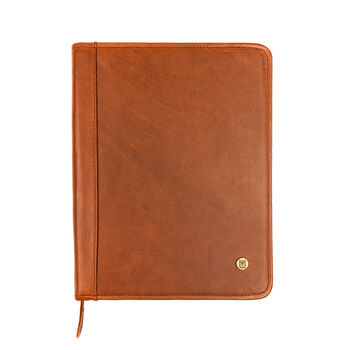 Personalised Zip Up A4 Leather Portfolio In Brown, 2 of 8