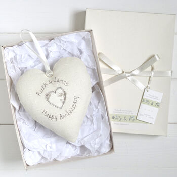 Personalised Wedding Anniversary Hanging Heart Gift, 12 of 12