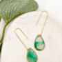 Transparent Green Teardrop Statement Earrings For Her, thumbnail 1 of 9