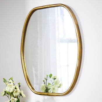 Curved Gold Wall Mirror, 3 of 5