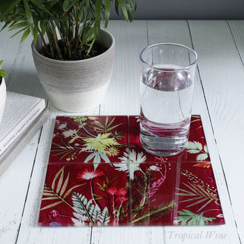 Floral Botanical Design Glass Coaster Gift Set, 3 of 3