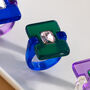 Outsized Statement Baguette Rhinestone Resin Ring, thumbnail 6 of 6