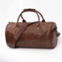 Personalised Barrel Style Brown Leather Holdall Unisex, thumbnail 9 of 12