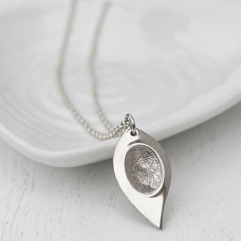 Silver Fingerprint Leaf Personalised Pendant, 2 of 5