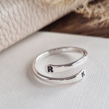 Sterling Silver Initials Hug Ring, 6 of 9