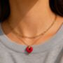 18 K Gold Enamel Red Heart Necklace – Waterproof Stainless Steel Chain – Dainty Pendant Necklace Gift For Her, thumbnail 2 of 7