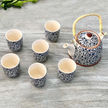 Traditional Herbal Tea Set With Teapot And Six Tea Cups, 2 of 4