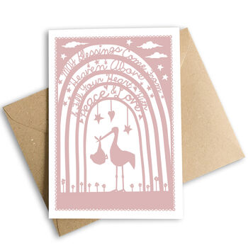 New Baby Stork Card, Blue Or Pink. Eco Friendly, 2 of 2