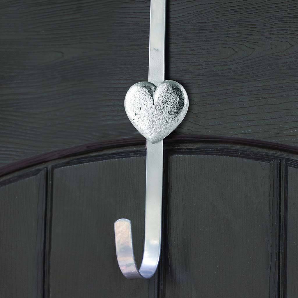 Silver Heart Front Door Wreath Hanger By Dibor