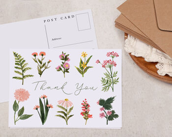 Wild Flowers Thank You A6 Postcard Pack, 3 of 3