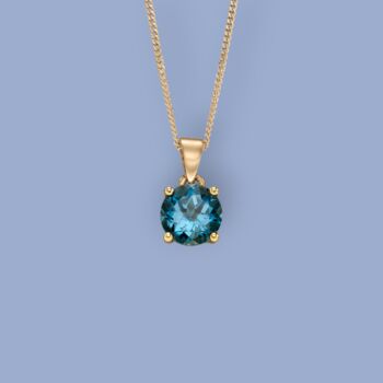 Genuine London Blue Topaz Necklace In 9ct Gold, 2 of 12