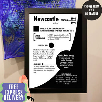 Personalised Print Birthday Gift For Newcastle United Fans, 2 of 6