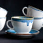 Blue Set Of Six Handmade Porcelain Tea Cup With Saucer, thumbnail 7 of 10