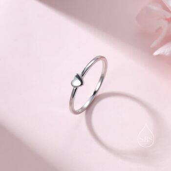 Sterling Silver Extra Tiny Heart Ring, 4 of 10