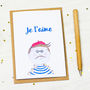 Je T'aime Valentines Card, thumbnail 2 of 2