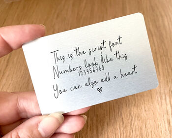 Create Your Own Message Metal Wallet Card Keepsake, 2 of 3