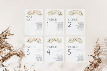 Wedding Seating Plan Cards Pink And White Floral, 3 of 6