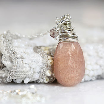Peach Moonstone Necklace, 5 of 6