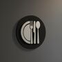 Kitchen Door Sign In Matte Black Acrylic With Raised Plate And Cutlery Design, thumbnail 3 of 5
