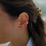 Gemstone Huggie 14k Gold Plated Earrings, thumbnail 5 of 7