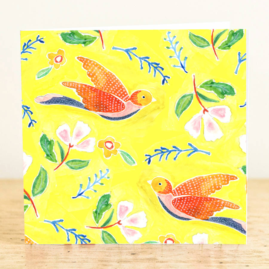 Birds Of Paradise Greetings Card By Laura Fletcher Textiles