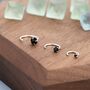 Sterling Silver Black Cz Open Huggie Hoop, thumbnail 1 of 10
