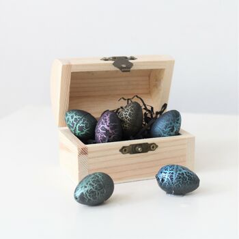 Wooden Chest With Six Hatching Dinosaur Eggs, 3 of 5