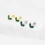 Emerald Green Cz Marquise Leaf Duo Barbell Earrings, thumbnail 2 of 11