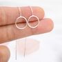 Sterling Silver Open Circle Threader Earrings, thumbnail 5 of 10