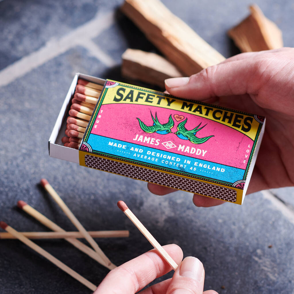 Personalised Retro Style Couples Matchbox And Matches, 1 of 3