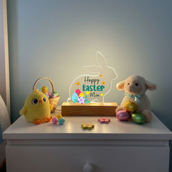 Happy Easter Bunny Gift LED Acrylic Night Light Plaque, 5 of 5
