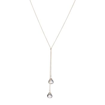 Long Gold Plated Double Chain Crystal Drop Necklace, 2 of 6