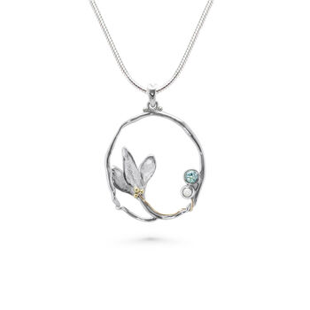 Riviera Freshwater Pearl And Blue Topaz Pendant, 3 of 6