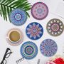 Set Of Eight Mandala Flower Ceramic Coasters, thumbnail 1 of 5