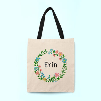 Personalised Kids Wreath Linen Tote Bag, 2 of 4