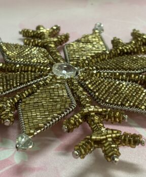 Antique Gold Glass Beaded Star Tree Topper, 4 of 4