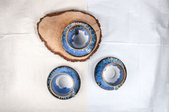 Blue Set Of Two Porcelain Tea Cup With Saucer, 8 of 11