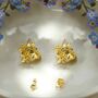 Gold Plated Sterling Silver Tri Flower Stud Earrings, thumbnail 4 of 5