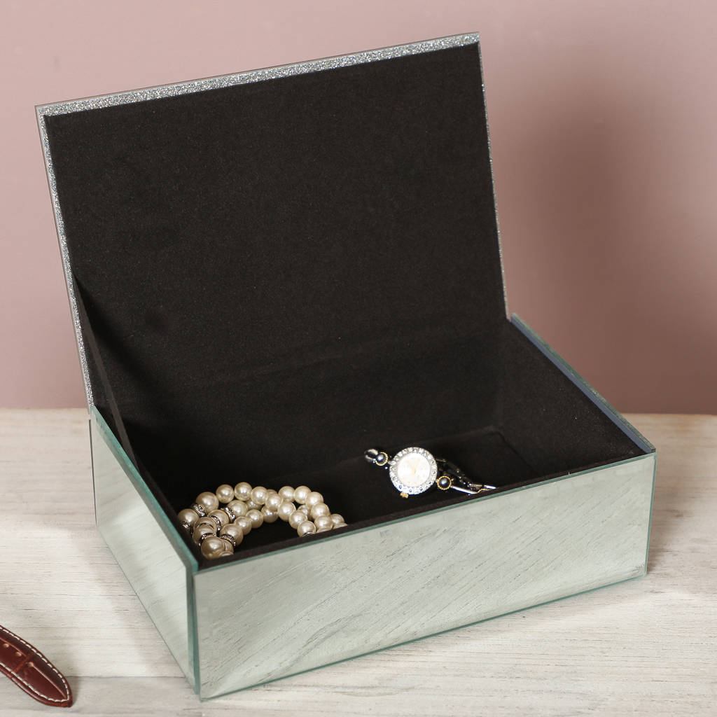 personalised mirrored sparkle glass jewellery box by dibor