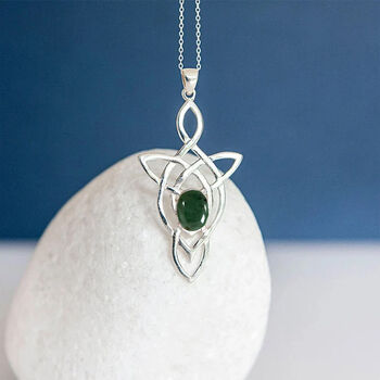 Genuine Jade Celtic Knot Necklace In Sterling Silver, 2 of 9