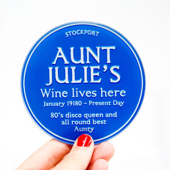 Personalised Blue Plaque Coaster For Aunt, 3 of 4