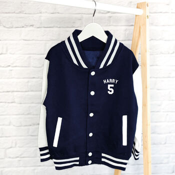 Personalised Kids Varsity Jacket With Name And Age, 5 of 6