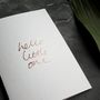 'Hello Little One' Rose Gold Foil Baby Card, thumbnail 2 of 4
