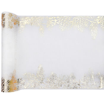 White Cotton And Gold Christmas Table Runner 3m, 2 of 3
